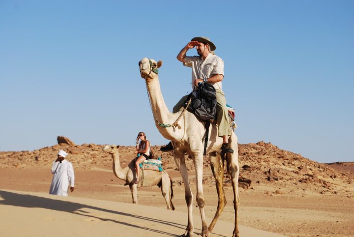 Jay Rice on a camel in Egypt